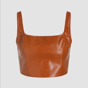 Faux Crocodile Leather Top
